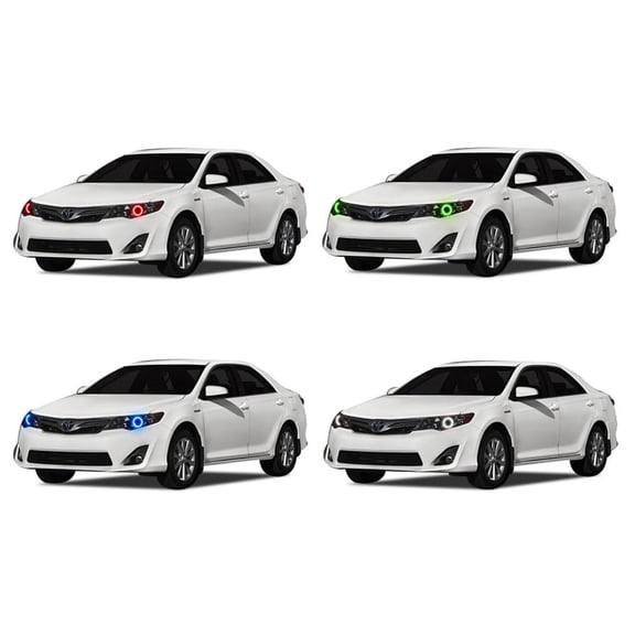 Flashtech LED RGB Multi Color Halo Ring Headlight Kit for Toyota Camry 12-14 V.3 Fusion Color Change