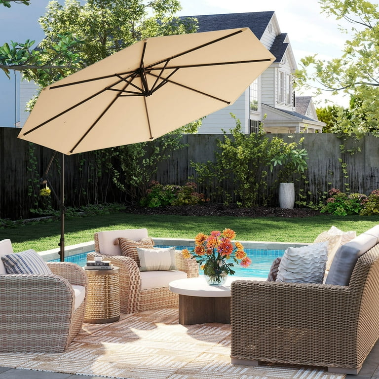 10 foot patio umbrella ace ABCCANOPY 10x13 Cantilever Patio Umbrella Double Top with 360 Rotation Navy Blue