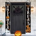 thumbnail image 4 of Happy Halloween Trick or Treat Porch Banner Sign, Jack O Lantern Pumpkin Front Door Decorative Hanging Welcome Banner Flag, Spooky Ghost Bat Party Decoration Home Outdoor Decor, 4 of 6