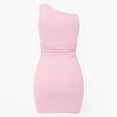 thumbnail image 5 of MYAOYI Womens One Shoulder Bodycon Dress Asymmetric Ruched Side Mini Dress, 5 of 8