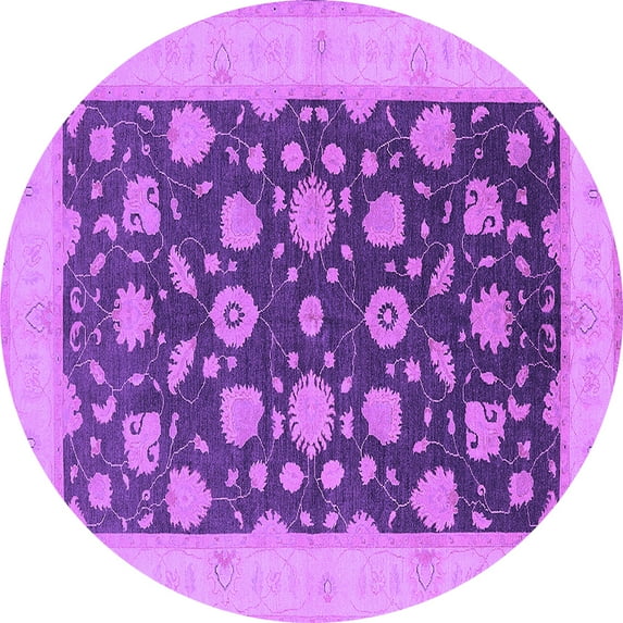 Ahgly Company Indoor Round Oriental Purple Industrial Area Rugs, 8' Round