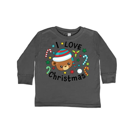 

Inktastic I Love Christmas- cute teddy bear Gift Toddler Boy or Toddler Girl Long Sleeve T-Shirt