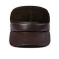 thumbnail image 5 of Casquette de Baseball Homme en Cuir Véritable Patchwork Chapeaux de Papa Marron Automne Hiver Décontracté, Mode, 5 of 5