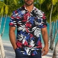 thumbnail image 2 of ZCFZJW Mens Hawaiian Shirt Short Sleeve Floral Button Down Shirts Tropical Summer Beach Vacation Tees Shirts Lightweight Camp Collar Shirt Blue#03 XXXL, 2 of 6