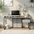 thumbnail image 4 of Furniture of America Trela Wood Writing Desk with USB Plug in Light Gray, 4 of 8