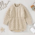 thumbnail image 2 of GiLiling Baby Girls and Boys Knit Romper - Cotton Long Sleeve Sweater Bodysuit for Daily Layering and Travel Wear (Khaki, 0-3 Months), 2 of 9