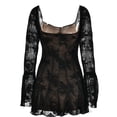 thumbnail image 5 of ZQUUVOU Women's Summer Casual Dress V-Neck Long Sleeve Short Dress Black, 5 of 6