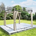 thumbnail image 3 of Outsunny Pavillon Extérieur 10 Pieds x 10 Pieds, Auvent de Pergola Rétractable avec Rideaux, 3 of 10