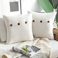 thumbnail image 5 of Phantoscope Farmhouse Triple Button Linen Decorative Throw Pillow, Ivory, 18" x 18", 2 Pack, 5 of 9