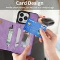 thumbnail image 6 of Feishell for iPhone 16 Pro Max Back Flip Case with Credit Card Slots,Shockproof Durable PU Leather Magnetic Button Adjustable Kickstand Wallet Phone Case for Women Men,Purple, 6 of 11