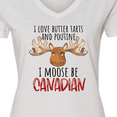 thumbnail image 4 of Inktastic I Love Butter Tarts and Poutine I Moose Be Canadian Pun Women's V-Neck T-Shirt, 4 of 5