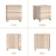 thumbnail image 3 of Swedhaus 19.6 Inch Modern Light Oak Nightstand with 2 Curved Drawers, Minimalist Handleless Push-to-Open Bedside Table with Rounded Edges, Wood Grain End Table for Bedroom and Living Room, 3 of 10