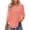 A-Coral, variant on Women Summer Blouses 3/4 Sleeves Loose Fit Shirts Ladies Pleated Crew Neck Tunic Tops