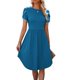 thumbnail image 2 of Vestido midi de cuello redondo, vestido midi de cuello redondo de verano, vestido midi informal con dobladillo cruzado y ribete de encaje, diseñado para la precisión, 2 of 6