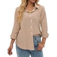 thumbnail image 3 of Fantaslook Plaid Button Down Shirts for Women Dressy Casual Long Sleeve Shirts Collared Work Blouses Tops, 3 of 10