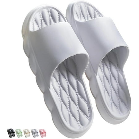 Shower Slippers for Women Men Indoor Cloud Slides Sandals Bathroom Shower Slippers Comfort Lightweight Soft Open Toe Slippers Summer Outdoor Shoes Beach Sandals Shoes Non Slip Cool Slippers