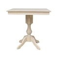 thumbnail image 3 of 36" Square Solid Wood Counter Height Pedestal Dining Table With 4 Slat Back Stools (Set of 5) - Unfinished by International Concepts, 3 of 4