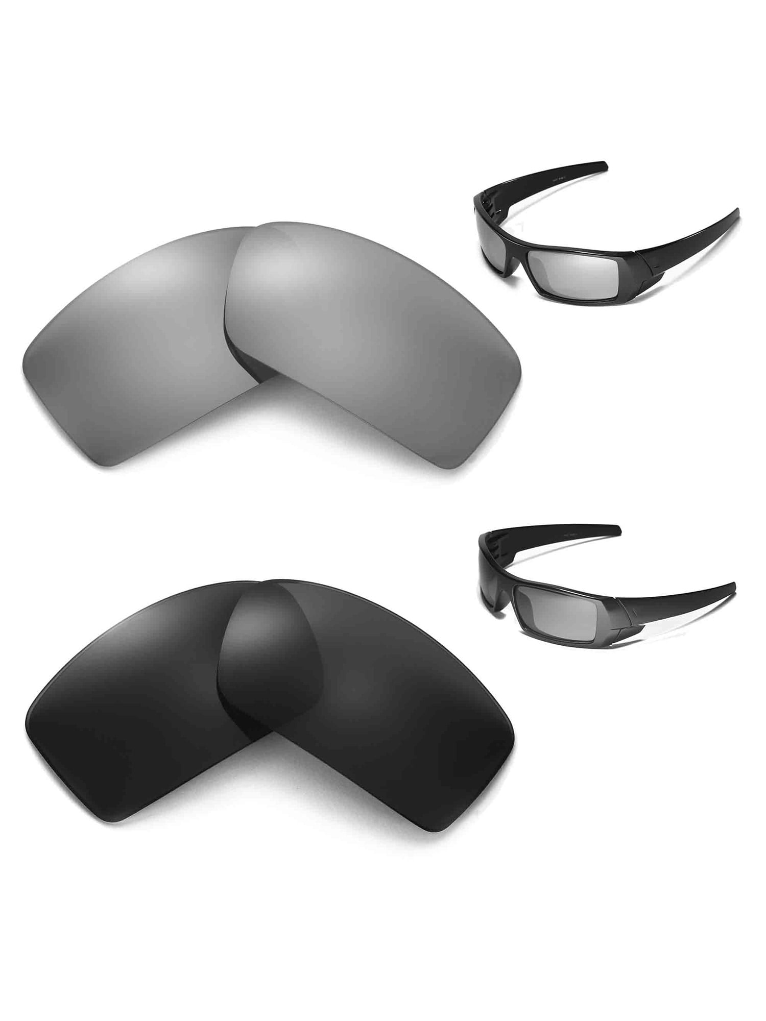 Walleva Polarized Titanium + Black Replacement Lenses For Oakley Gascan
