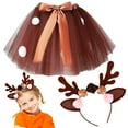 thumbnail image 1 of 1 Conjunto de diadema de ciervo para disfraz de Navidad, falda tutú, conjunto de diadema de alce, 1 of 7