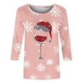 thumbnail image 4 of Puntoco Camiseta con cuello redondo y manga 3/4 con estampado navideño para mujer, camiseta de cuello redondo, camiseta de manga larga con cuello redondo, 4 of 4