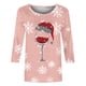thumbnail image 3 of Puntoco Camiseta con cuello redondo y manga 3/4 con estampado navideño para mujer, camiseta de cuello redondo, camiseta de manga larga con cuello redondo, 3 of 3