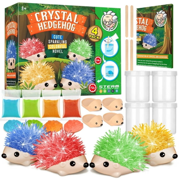 Piano Potato Crystal Growing Kit , 4 Vibrant Colored Hedgehog to Grow - STEM Science Kits for Kids , Great Gifts Idea for Child Age 8  Boys and Girls