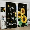 thumbnail image 2 of Summer Sunflower Curtains for Kitchen,Yellow Floral Butterfly Bee Print Blackout Window Treatments Drapes for Bedroom Living Room Bathroom Apartment Cafe Decor 84x84in, 2 of 4