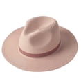 thumbnail image 2 of OOOUM Straw Cowboy Hat Breathable Wide Brim Panama Sun Hat Adjustable Summer Beach Vacation Hat Light Pink, 2 of 3