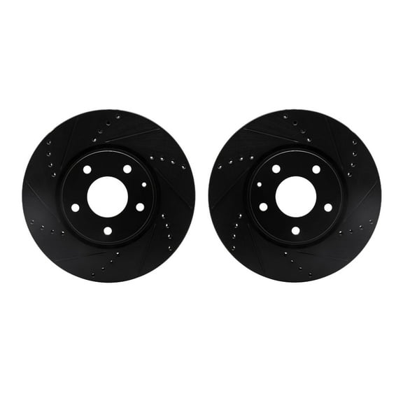 Dynamic Friction Company Front Brake Rotors-Drilled and Slotted-Black 8002-80027