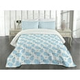 thumbnail image 3 of Ambesonne Animal Cartoon Quilted Bedspread Set 3 Pcs, Happy, King Size, Pale Blue Sky Blue White, 3 of 5