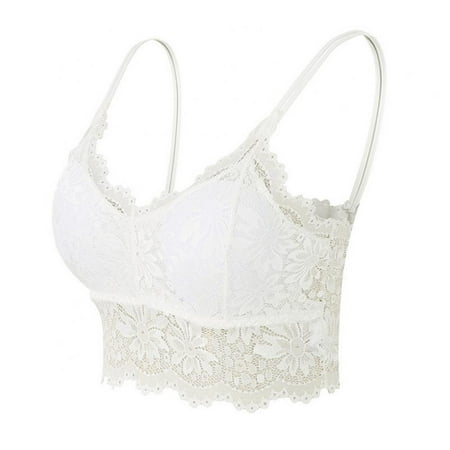 

Lace Bandeau Bras for Women 3/4 Cup with Padded Wire Free Lingerie Camisole Fashion Halter Crop Top Sheer Bralette