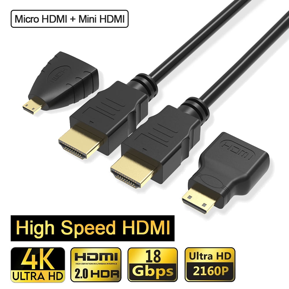gevolg Geslagen vrachtwagen krassen 3 in 1 High Speed 1080P/4K 1.5m HDMI Cable Includes Mini & Micro HDMI  Converter Compatible with Raspberry PI, Smart TV, Fire TV Stick, GoPro,  Tablet Any Micro, Mini or Standard HDMI