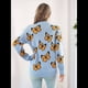 thumbnail image 4 of Suéteres de Punto con Estampado de Mariposas para Mujer, Informales, de Larga y Cuello Redondo Azul y Amarillo S, 4 of 7