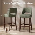 thumbnail image 5 of Usaint Chenille Bar Stools Set of 2, 26" Counter Height Barstools, Mid-Century Wooden Kitchen Island Chairs for Dining Room, Green, 5 of 9