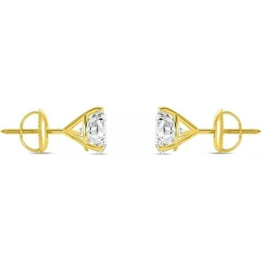 5.50 Ct Round Cut Diamond Stud Earrings Solid18K Yellow Gold Screw Back Martini Earrings For Women's