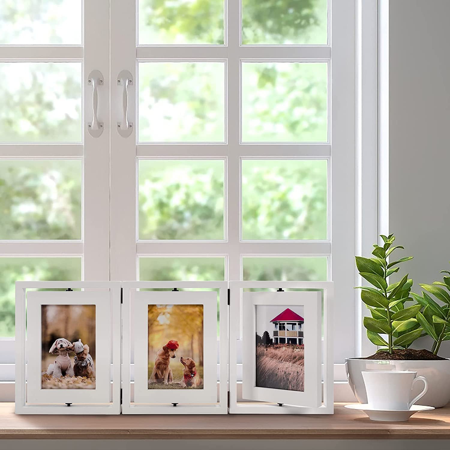 Picture Frames Double Hinged Wood Folding Photo Frames For - Temu