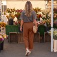 thumbnail image 5 of Womens Wide Leg Linen Pants Elastic Waist Lightweight Casual Flowy Palazzo Lounge Trousers with Pockets, M, 5 of 7