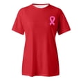 thumbnail image 4 of Yuanlong Womens T-Shirts Regular Short Sleeve Round Neck Ribbon Pattern Tee Shirts Cancer Awareness Blessing Ladies Tops, 4 of 5