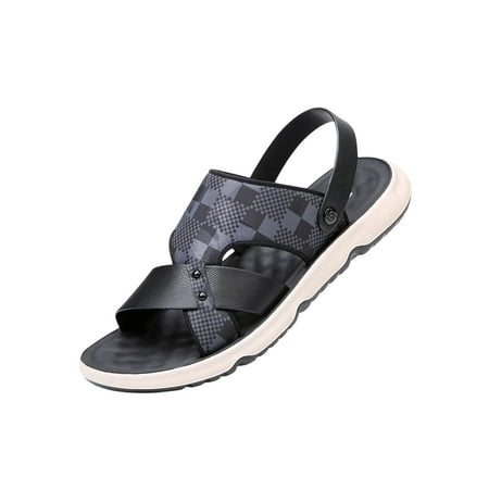 

Wazshop Men Summer Sandal Open Toe Beach Shoes Massage Flat Sandals Breathable Slip On Casual Shoe Men s Slides Driving Fashion Black 9
