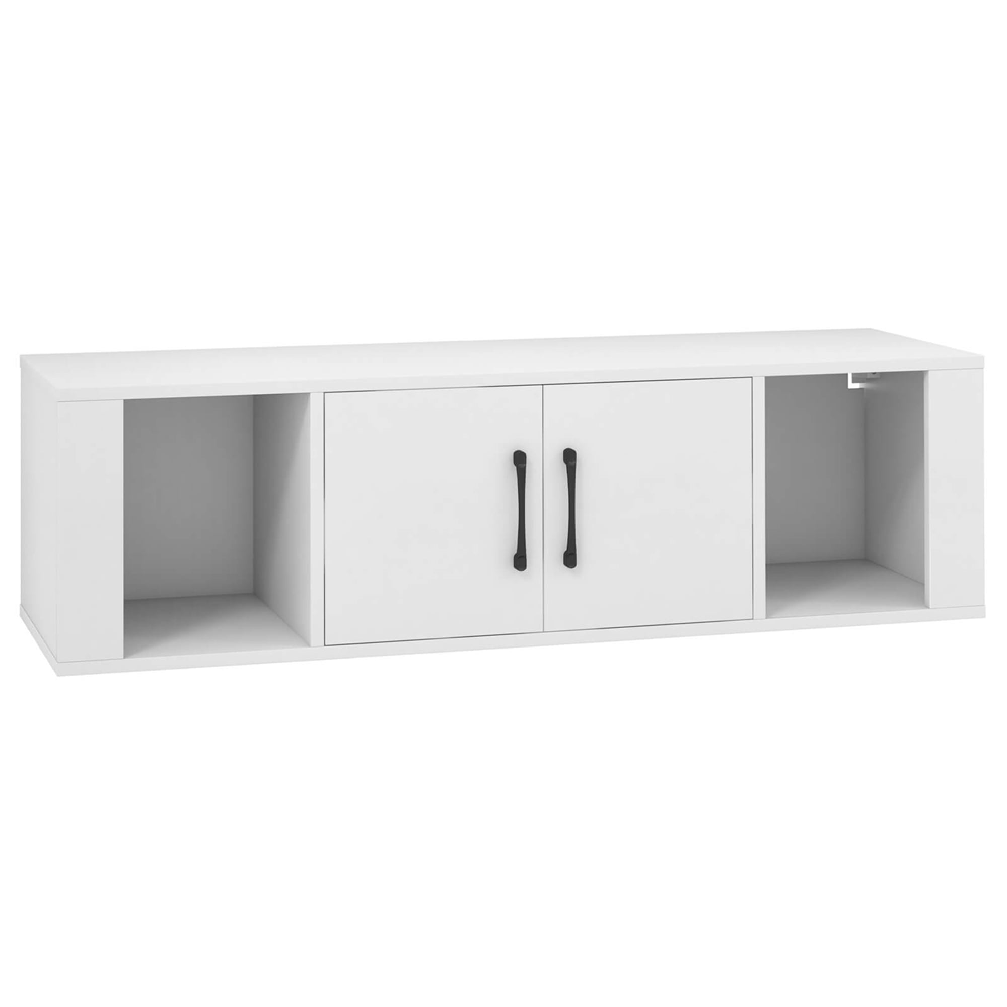 Costway 2-Door Floating Storage Cabinet with 2 Cubes Console Storage Hutch Under TV