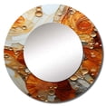 thumbnail image 2 of Designart "Encaustic VORTEXs I" Abstract Rund Mirror For Wall Decor - Large Orange Round Printed Mirror -Modern Round Living Room Mirror - 23" x 23", 2 of 6