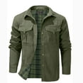 thumbnail image 2 of Miluxas Mens Flannel Lined Shirt Jacket Lightweight Snap Button Western Jacket Rugged Outdoor Cowboy Shirts Jackets Green, 2 of 7