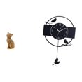 thumbnail image 1 of Reloj de pared decorativo con forma de gato, figura de escritorio, con péndulo oscilante, de resina y acrílico. Ideal para sala de estar, dormitorio,, 1 of 8