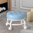 thumbnail image 5 of Padded Rolling Stool with 360° Swivel Wheels , Low Profile Round Soft Cushion Seat , Heavy Duty Sturdy Metal Frame , Mobile Utility Stool for Home office Kitchen Salon Makeup Cleaning Craft Work, 5 of 8