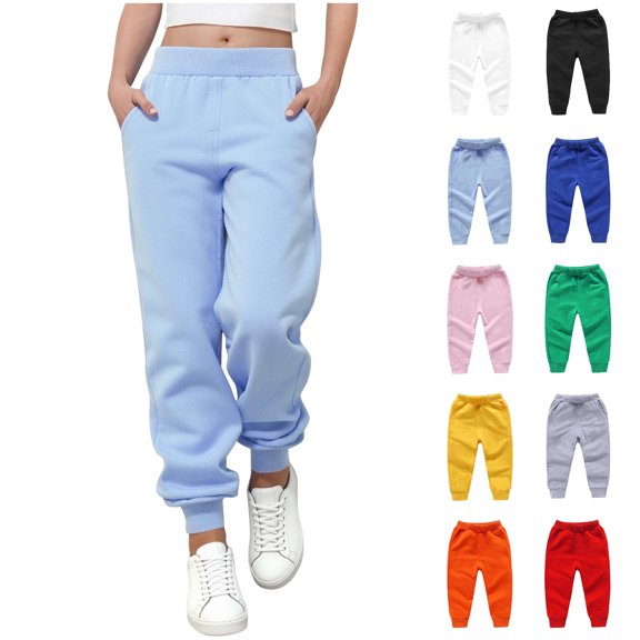 Asxite Toddler Casual Loose Sweatpants Winter Pants Solid Ankle 0-13 Y