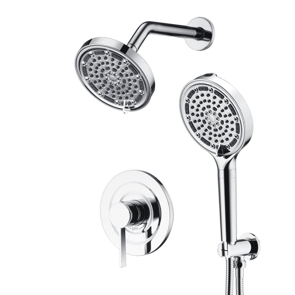 SUMERAIN Wall Mounted Rainfall Shower System, Chrome Shower Faucet Set with Handheld Filtered Shower Head, Valve Included