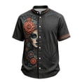 thumbnail image 5 of Boys Short Sleeve Button Down Shirt Day Of Dead Mexican Print Collar Casual Top For Halloween School Outdoor, 5 of 5