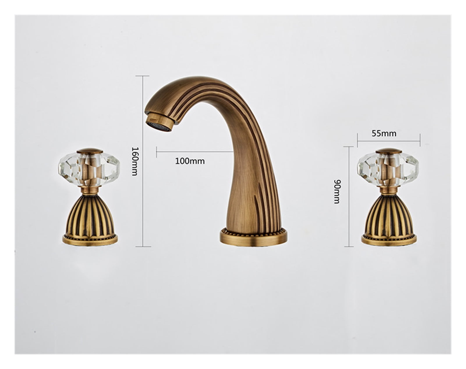 Faucet Gun Grey Bathroom Sink Faucet 3 Hole Widespread Gold/Black/Chrome Basin Mixer Hot And Cold Water Tap New ,360° Swivel Spout