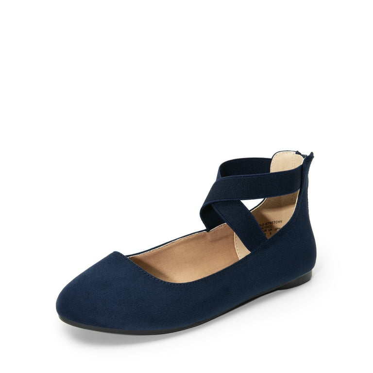 Blue suede flats woman popular shoes /Ankle straps flat navy blue shoes