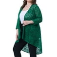 thumbnail image 2 of DARING DIVA Plus Size Lace Crochet Sheer Kimono Cover Up Cardigan 4X Green, 2 of 6